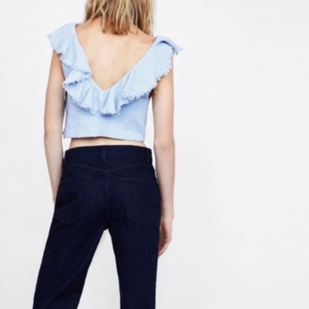 Zara tweed blue crop top XS - Picture 6 of 8